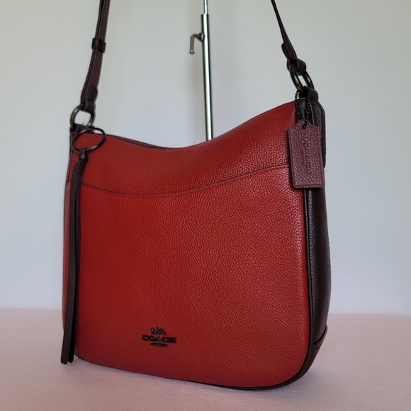 COACH Chaise Colorblocked Pebbled Leather Crossbody- Brick Red Multi 🎈$195. ⭐ - Picture 5 of 16